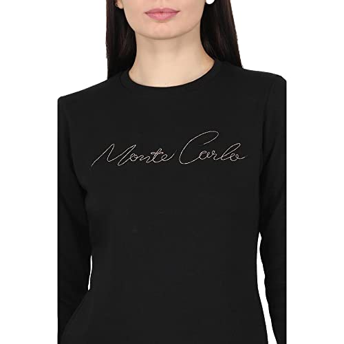 Image of Monte Carlo Embroidered Cotton Blend Round Neck Womens Sweatshirt