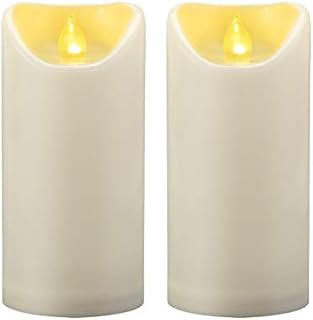 2 PCS 3"x6" Waterproof Outdoor Battery Operated Flameless LED Pillar Candles with Timer Flickering Plastic Resin Electric Decorative Light for Patio Lantern Decor, Halloween Christmas Party Decoration