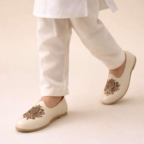 Image of Designer Punjabi Mojari Juttis for Boys, Little, Big Kid, Shoes for Boys (Toddler) Sherwani Shoes Designer Kurta Shoes, Mojaris