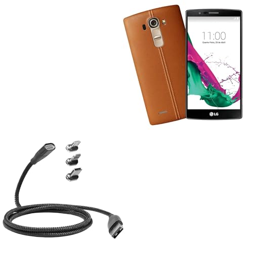BoxWave Cable Compatible with LG G4 Dual - MagnetoSnap PD AllCharge Cable (100W), Magnet Charging Braided USB Type-C Micro - Jet Black