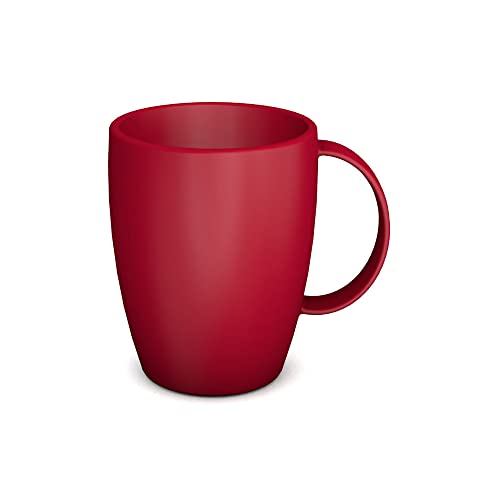 Ornamin Mug with Handle 260 ml Red (model 420) | sturdy coffee mug made of plastics, coffee cup, reusable mug