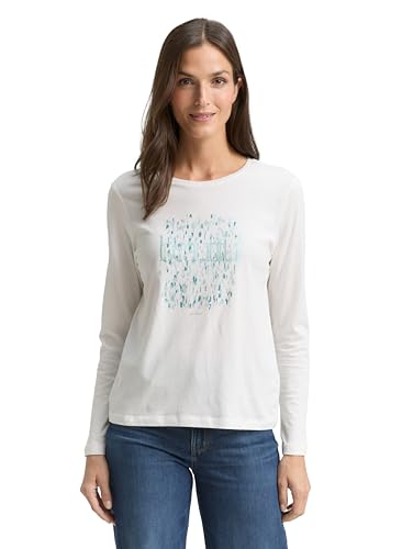 TOM TAILOR Camiseta de Manga Larga para Mujer, 10315 Whisper White - Juego de Mesa [Importado de Alemania], L