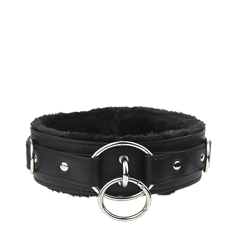 Leather choker Collar with Lock Adjustable Size for women