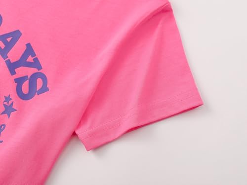 Image of Dvenki Girls Graphic Short Sleeve Crewneck T-Shirt Sizes 6-18 | breathable soft cotton blend, cute graphic prints, summer little and big girls tee, ideal casual wear for school, daily