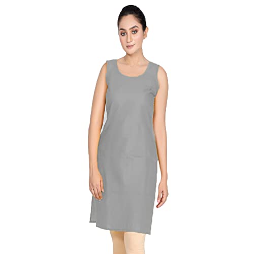 Image of Women's Cotton Long Camisole for Kurti /Suit Slip /Long Inner /Samij for Women Sameej /Knee Length Inner Wear /Sameez /Kurti Slip /Round Neck /Invisible