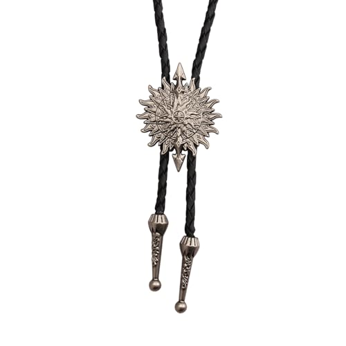 Image of Jeilwiy Bolo Tie for Men Western Cowboy Tie Necklace Gold Bolo Tie Leather Necktie Halloween Tie Accessories for Women