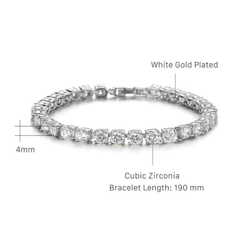 14K Silver Plated Tennis Bracelet Set Cubic Zirconia Classic Adjustable Bracelet Silver Bracelets for Women Birthday Mother's Day Wedding Gift2