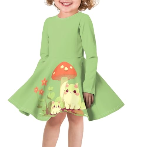 Girls Long Sleeve Dress Kids Twirly Swing Dress Cute Clothes for Girls 3-14 Years Old Fall Dress3