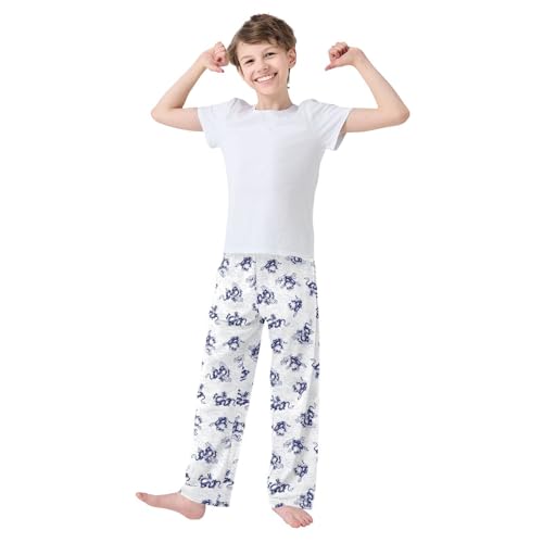 Retro Ancient Dragon Boys Long Pants Soft Trousers Elastic Waist Kids Lounge Bottoms with Pockets S-XL2