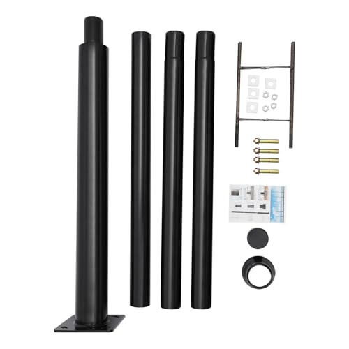 DHQCQL Palo per lampioni a energia solare, con picchetto e telaio di fondazione, resistente alle intemperie, illuminazione esterna, asta per lampioni divisa per terrazza, strada (4 m)