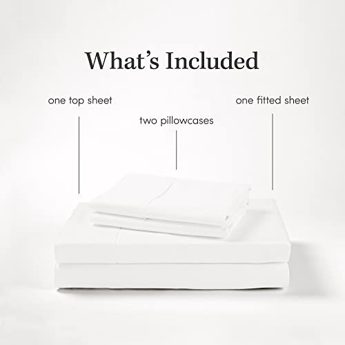 1000 Thread Count Bed Sheet Sets - Luxurious 100% Cotton Deep Pocket Sheets - Bedding Set Includes One Flat Sheet, One Fitted Sheet & Two Pillowcases - Queen Size, White #TOP6