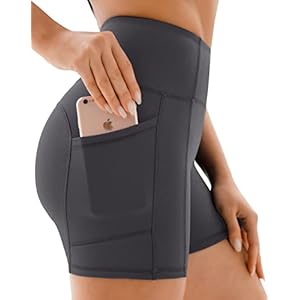 JOYSPELS Gym Shorts for Women with Pockets, High Waist Womens Shorts for Cycling Activewear Running Yoga Workout Sport Exercise