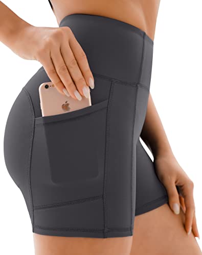 JOYSPELS Gym Shorts for Women with Pockets, High Waist Womens Shorts for Cycling Activewear Running Yoga Workout Sport Exercise