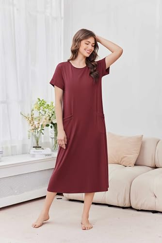 Ekouaer Long Nightgowns for Women Soft House Dress Plus Size Moo Moos - image 4