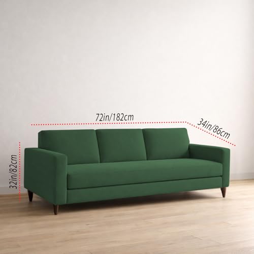 Image of Carlos 3 Seater Sofa Set for Living Room & Home Office, Modern Furniture Fabric Sofa Couch with Comfortable Soft Cushioning, Durable Wooden Frame, Stylish Seating for Home (Green)