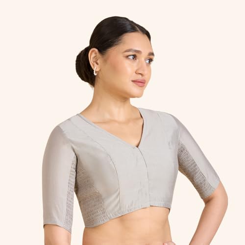 Image of Studio Shringaar Women's Cotton Stretchable (Smocked) Readymade Saree Blouse with Underarm Sweat Pads (Pack of 14 Pads)