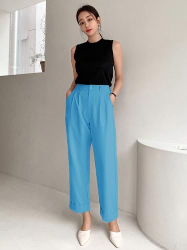 Image of KOTTY Women's Cotton Blend Cross Pocket Solid Trousers