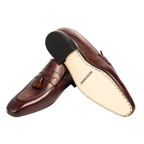 Dress Loafers for Men | Genuine Leather Penny Loafers Slip-On Comfortable Rubber Sole Tassel Design