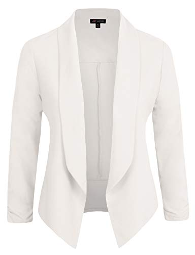 Michel Womens 3/4 Sleeve Lightweight Open Front Blazer Business Casual Work Office Cardigan Jacket with Plus Size OFFWHITE 2XL