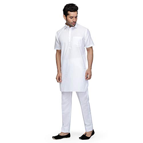 Aakrati Men's Tunic Cotton Pathani Style Set Indian Pakistani Traditional Wear/Indian Punjabi Desi Kamij Pyjama Set2