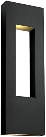 Hinkley Atlantis Extra Large Wall Mount Outdoor Lantern, Aluminum, Etched Glass Lens, LED Bulb Included, Dark Sky, Satin Black Finish