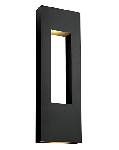 Hinkley Atlantis Extra Large Wall Mount Outdoor Lantern – Aluminum, Etched Glass Lens, LED Bulb Included, Dark Sky – Satin Black Finish