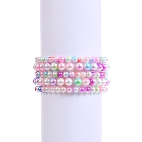 Image of Ambitieux DIY Bracelet Making Kit for Girls - 12 Types Colorful Beads with Charms, Elastic Thread, Earrings, Clasps & Rings - Jewellery Craft Kit for Kids, Birthday Return Gift, Rakhi Special Set for 2 3 4 5 6 7 8 9 10 years (Colorfull pearl beads)