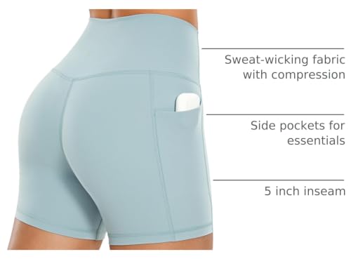 Image of CRZ YOGA Biker Shorts Pockets 5 inch | Naked Feeling, Sleek, Decent Compression, Yoga, High Waisted, for Women