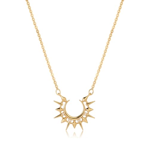 MEVECCO Dainty Gold Sun Moon Necklace for Women 18k Gold Plated Moon and Sun necklace Pendent Necklace Cubic Zircon Minimalist Handmade Necklace for Jewelry Gifts