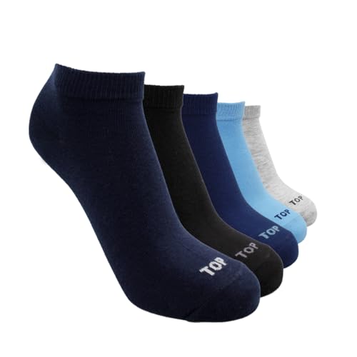 TOP - Kids Short Socks Cotton Blend 5-Pack US 5-6 - Breathable & Durable for Active Kids