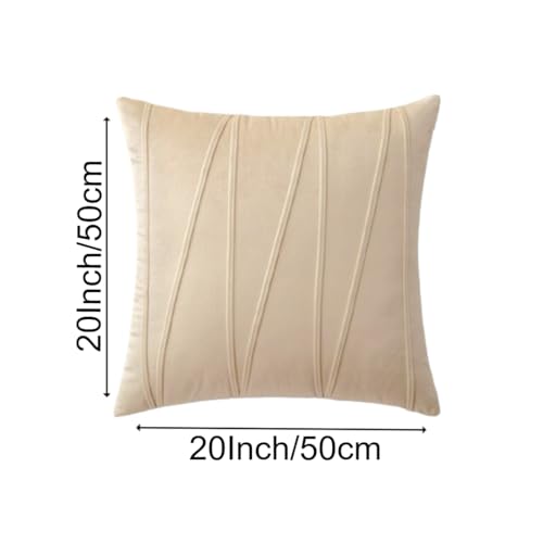 Image of Amazon Brand - Umi Decorative Striped Throw Pillow Covers 20 X 20 Inch,Soft Solid Velvet Pillow Covers Cushion Case with Zigzag Pattern for Sofa Bedroom 50 X 50 Cm (Pack of 5) Beige