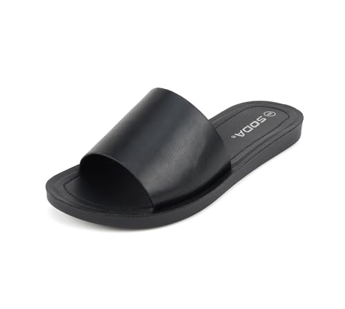Image of Soda Shoes Efron-S Women Flip Flops Basic Plain Slippers Slip On Sandals Slides Casual Peep Toe Beach