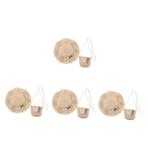 Chapeau de soleil garçon fille pour la plage | Pack été de 4 chapeaux et sacs en paille lapin