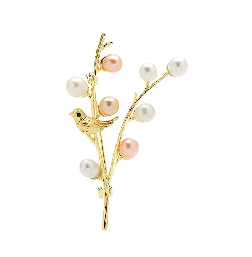 Broche Perle Fleur Oiseau LNNSHX : Bijou de Branche Plante Animal et Accessoire Mode Femmes