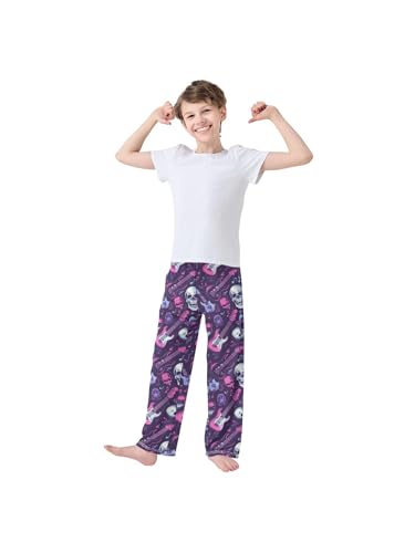 Purple Rock Style Electric Guitar Boys Pants for Kids Jogger Pants with Pockets S3