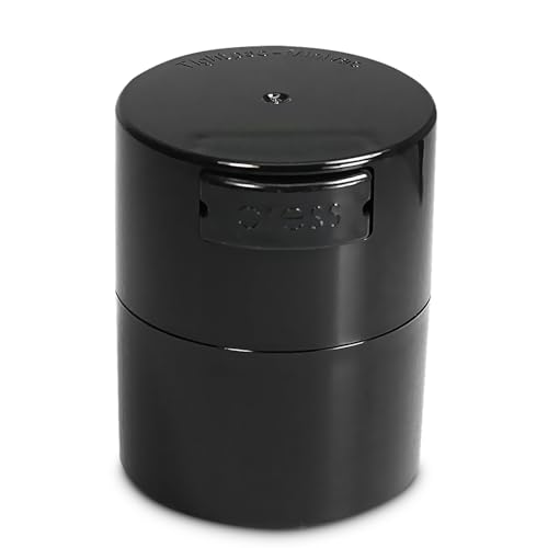 TIGHTPAC MINIVAC Portable Vacuum Seal Airtight Container – Keeps Coffee Beans, Grounds, Tea, Spices & Herbs Fresh Longer – Travel-Ready, NSF-Certified Food-Grade Storage, 10 to 30 Grams, Black Pearl