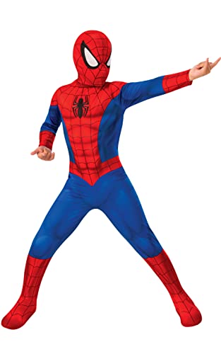 Rubies Official Licensed Marvel Spider-Man Child Halloween Superhero Dress-Up Theme Party Roleplay Book Week and World Book Day Costumes Large 7-8 Years Red Jumpsuit