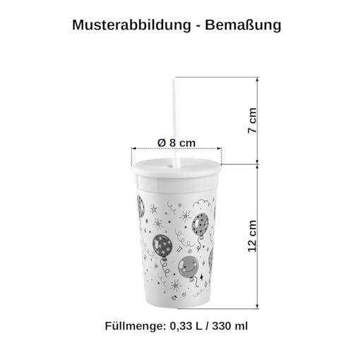 Gobelets en plastique réutilisables sans BPA de 0,33 l avec couvercle et paille