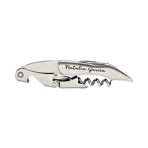 regalo grabado - Sacacorchos Profesional Personalizado de Acero Inoxidable | Grabado Láser imborrable | Ideal para Sumilleres, Bodas, Aniversarios, Cumpleaños | Unidades (1)
