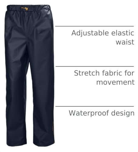 Image of Helly Hansen Workwear Gale Waterproof Rain Pants for Men, Elastic Waist | Snap Cuffs, Adjustable Fit Over Layers, Welded Seams, Machine Washable 40C, Waterproof Work Pants, For Fishing & Work