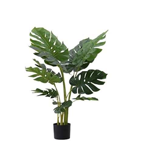 WOTZOV Árbol Artificial de imitación de Monstera en Maceta, Ideal para decoración del hogar, inauguración de la casa, un Solo Color, 100 cm.