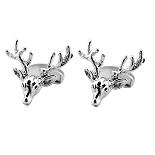 Esquirla Camisa masculina com abotoaduras de animais para presente de casamento Chrismas E veado