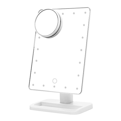 Ovonni L207 A Espejo Aumento 10 X LED de Pantalla táctil del Espejo Maquillaje portátil 20 LED Illuminated Espejo para el Maquillaje cosmetico, Ajustable Vanity Mesa controsoffitto Espejo