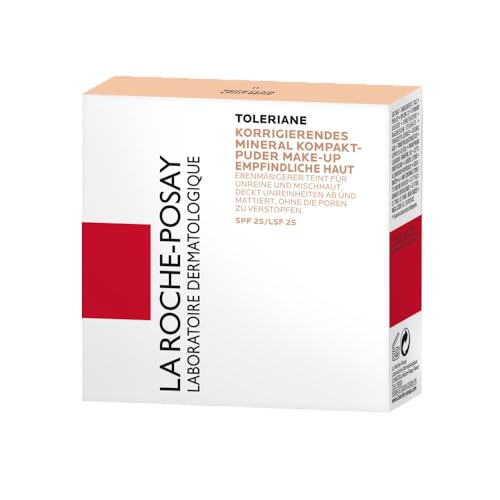 La Roche Posay - Toleriane Compacto Mineral Base de Maquillaje en Polvo, Acabado Mate Natural, Alta Cobertura, Larga Duración, SPF 25, Para Todo Tipo de Pieles, Tono: 13 - Sand Beige