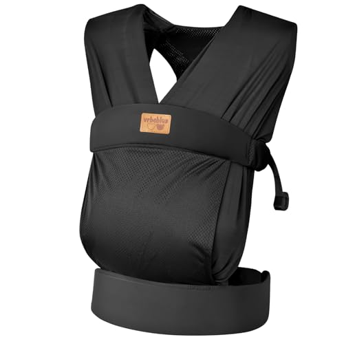 Image of vrbabies Baby Wraps Carrier Sling, Baby Carrier for Newborns and Toddlers,Skin-Friendly and Soft Front BabyCarrier Wrap Perfect Newborn Gifts (Black, Mesh)