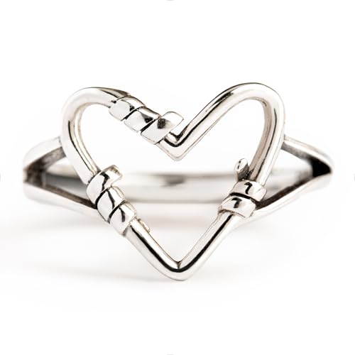 STORYJEWELLERY 925 Sterling Silver Rings, Vintage Thumb Rings for Women, Minimalist Silver Heart Love Ring, Promise Ring, Gifts for Her