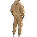Fleece Lined Men Tracksuit Set 2 Piece Sets - Tactical Hoodies Quarter Zip Pullover & Cargo Joggers Athletic Sweatsuits Thermal Clothes Gym Outfits Winter Fall Fashion 01# Khaki Large