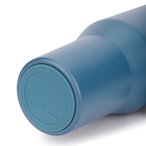 Image of House of Quirk 1200ML Tumbler with Handle & Simple Flip Straw - Car Cup Holder Friendly, Leak Resistant Stainless Steel Water Bottle with Rubber Base (Shadow Blue)