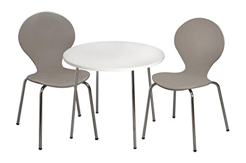 Gift Mark Modern Childrens Table and 2 Chair Set with Chrome Legs (Grey Color Chairs)