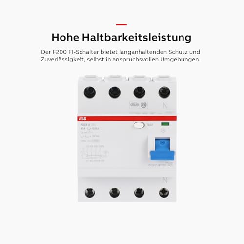 ABB F204A-40/0.03 4 Pole Residual Current devices RCD, 40 Amp Current, 30mA (2CSF204101R1400)